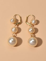 Faux Pearl Long Dangle Hoop Textured Earrings Wedding Party Retro Jewellery Gift-2 width=100 