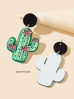 Bohemian Jewelry Cute Green Resin Cactus Dangle Earrings for Women Holiday Party-2 width=100 