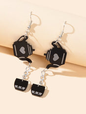 Heart Pattern Black Resin Teapot Cup Dangle Punk Hip Hop Earrings Teens Jewelry-2 width=100 