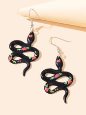 Punk Hip Hop Style Jewelry Black Resin Snake Dangle Statement Earrings for Women-2 width=100 