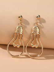 Punk Jewelry Gold Silver Metal Light Bulb Drop Statement Stunning Stud Earrings-2 width=100 