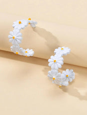 Lovely Jewellery White Flower Stud Hoop Earrings Women Fashion Accessories Gift-2 width=100 