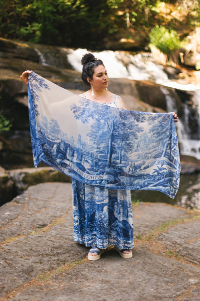 "Let the Light in" Bohemian Scarf - Blue