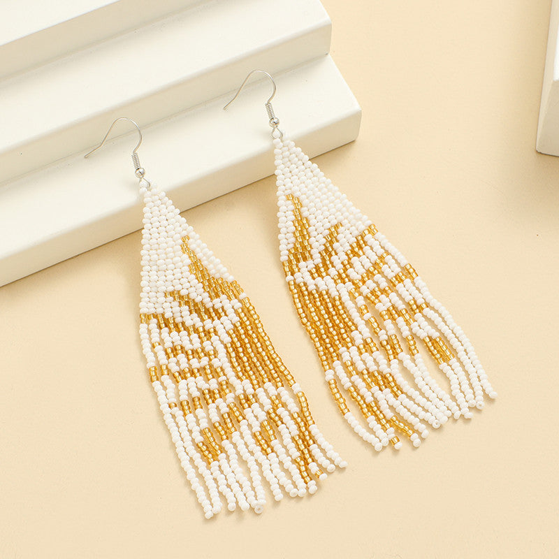 Bohemian Hand Woven Rice Bead Earrings