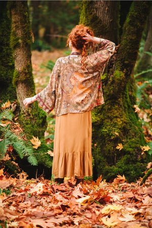 "Dream Weaver" Cropped Bamboo Kimono Cardigan with Zodiac