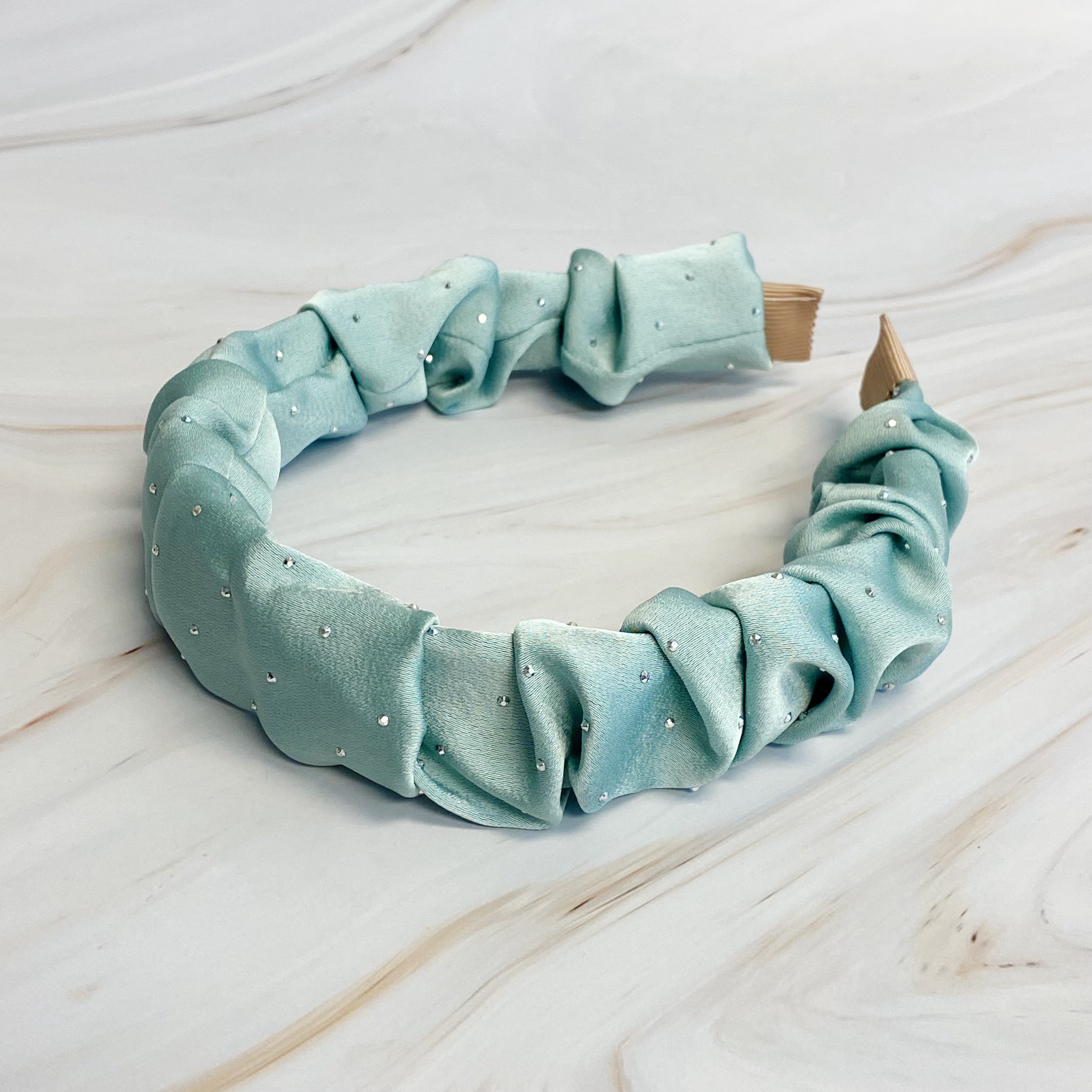 Scrunched Satin Jewel Dotted Headband-6