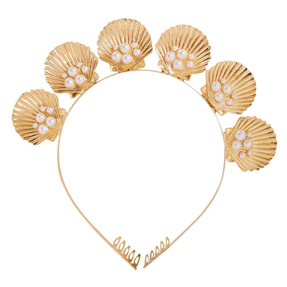 "Shelby" Shells and Pearls Gold-tone Tiara