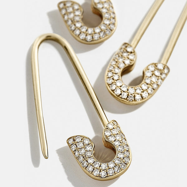 Safety Pin Earrings with Rhinestones