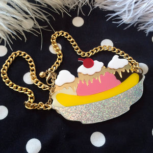 Banana Split Sundae Acrylic Necklace-2