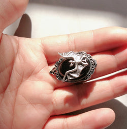 Enchanted Bat Black Gem Ring width=100 