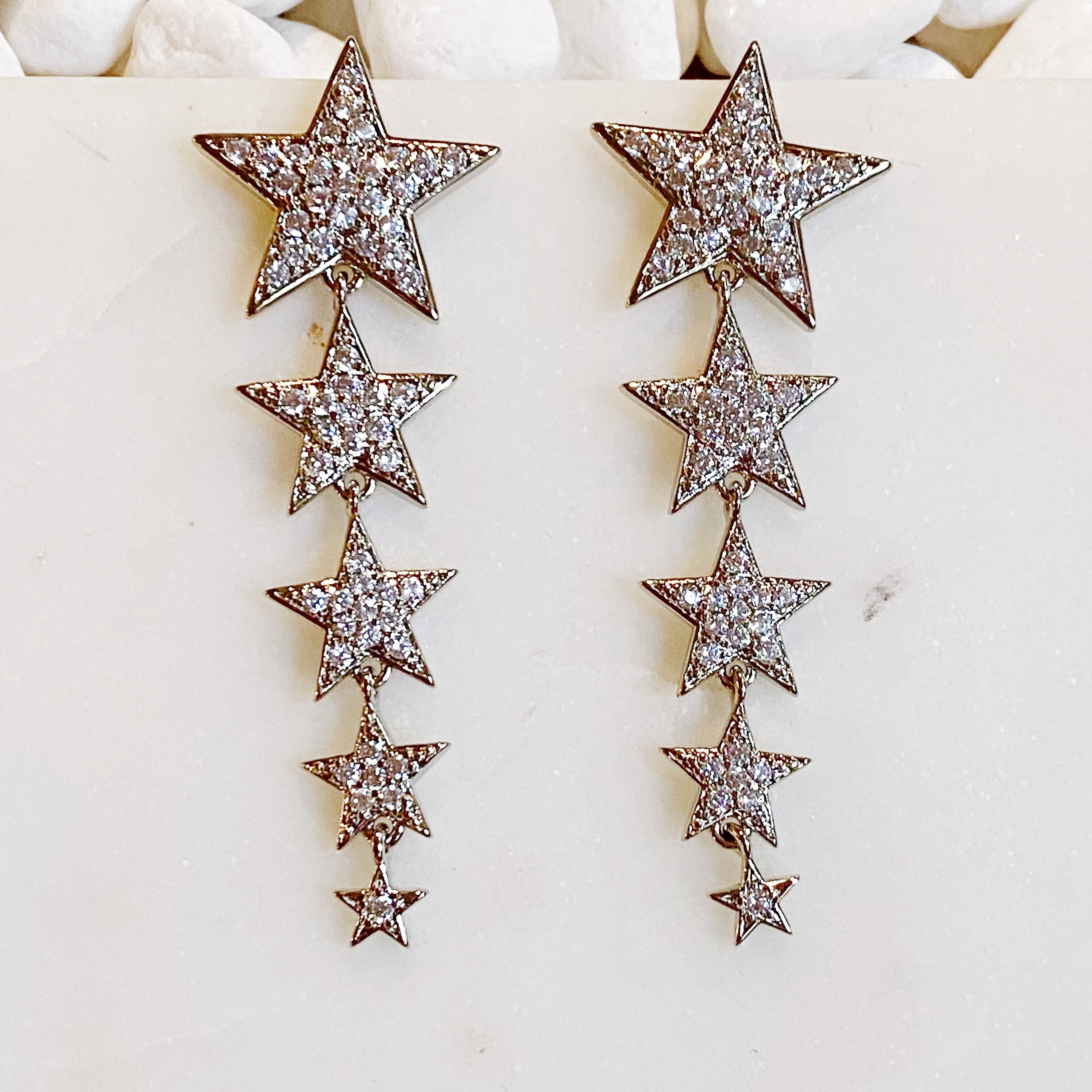 Five Stars Dangle Down Earrings-0