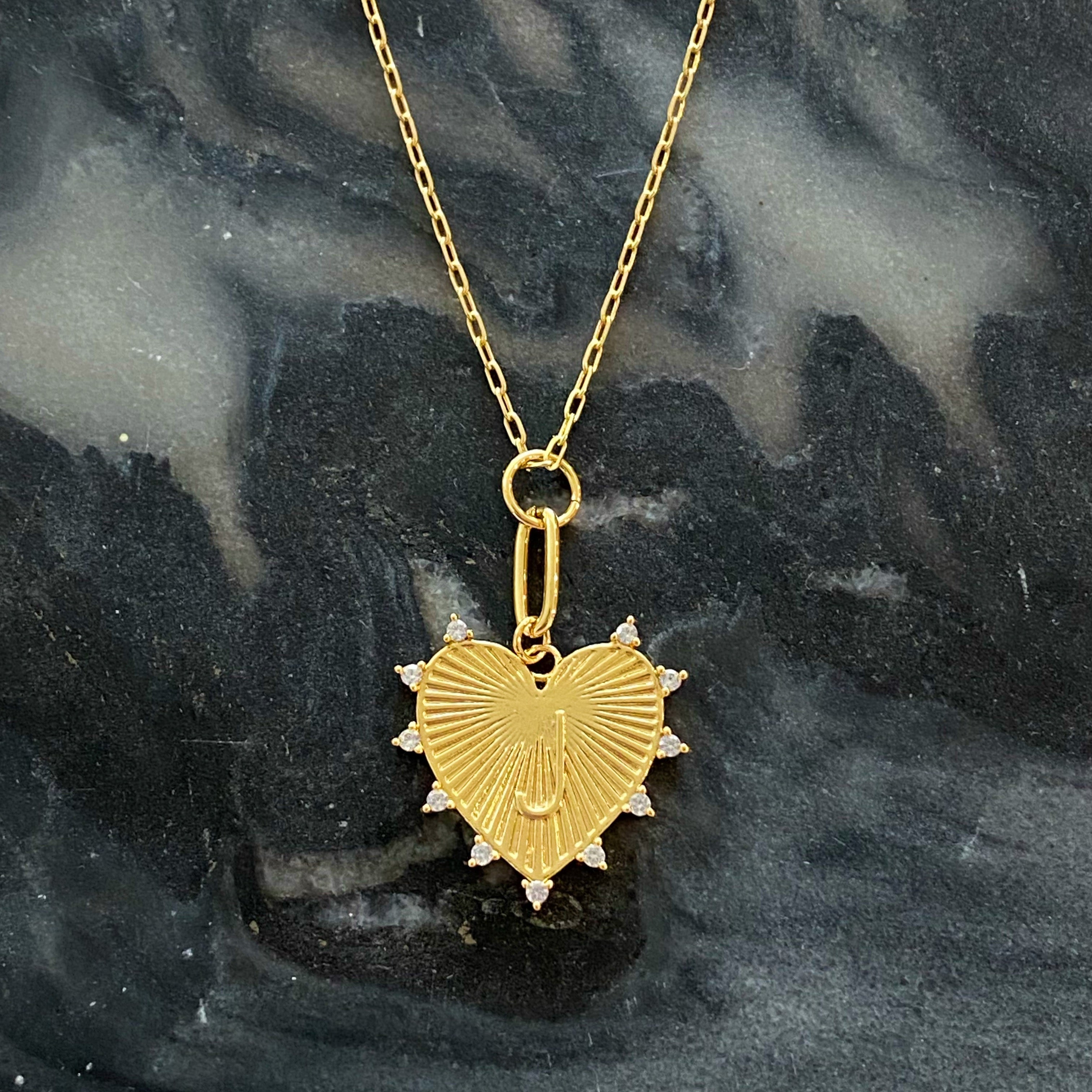 Clip Hanging Initial Heart Necklace-12