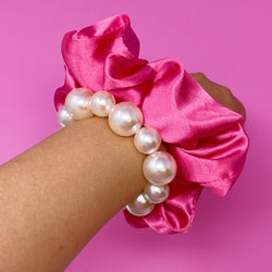 Pearl & Satin Scrunchie Set-6 width=100 