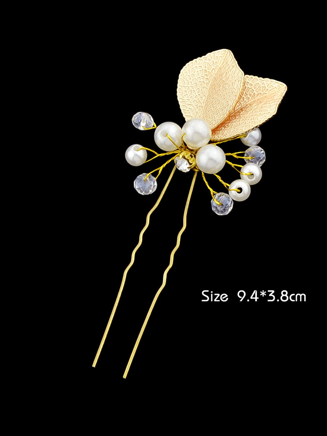Hair Accessories Pearl Beads Gold Leaf Hair Sticks Wedding Party Hair Clips Gift-4