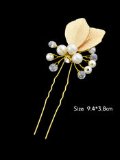 Hair Accessories Pearl Beads Gold Leaf Hair Sticks Wedding Party Hair Clips Gift-4 width=100 