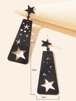 Black Square Geometric Hollow Star Statement Personalized Earrings Ear Jewellery-3 width=100 