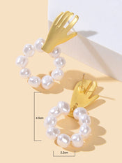 Round Pearl Circle Gold Hand Earrings Piercing Jewellery Ethnic Engagement Gift-3 width=100 