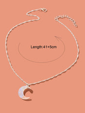 Delicate Gold Chain Transparent Acrylic Moon Pendant Necklace Girls Jewelry Gift-3 width=100 
