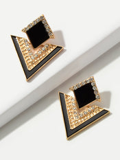 Costume Jewellery Rhinestone Enamel Triangle Geometric Stud Bridal Earrings Gift-3 width=100 