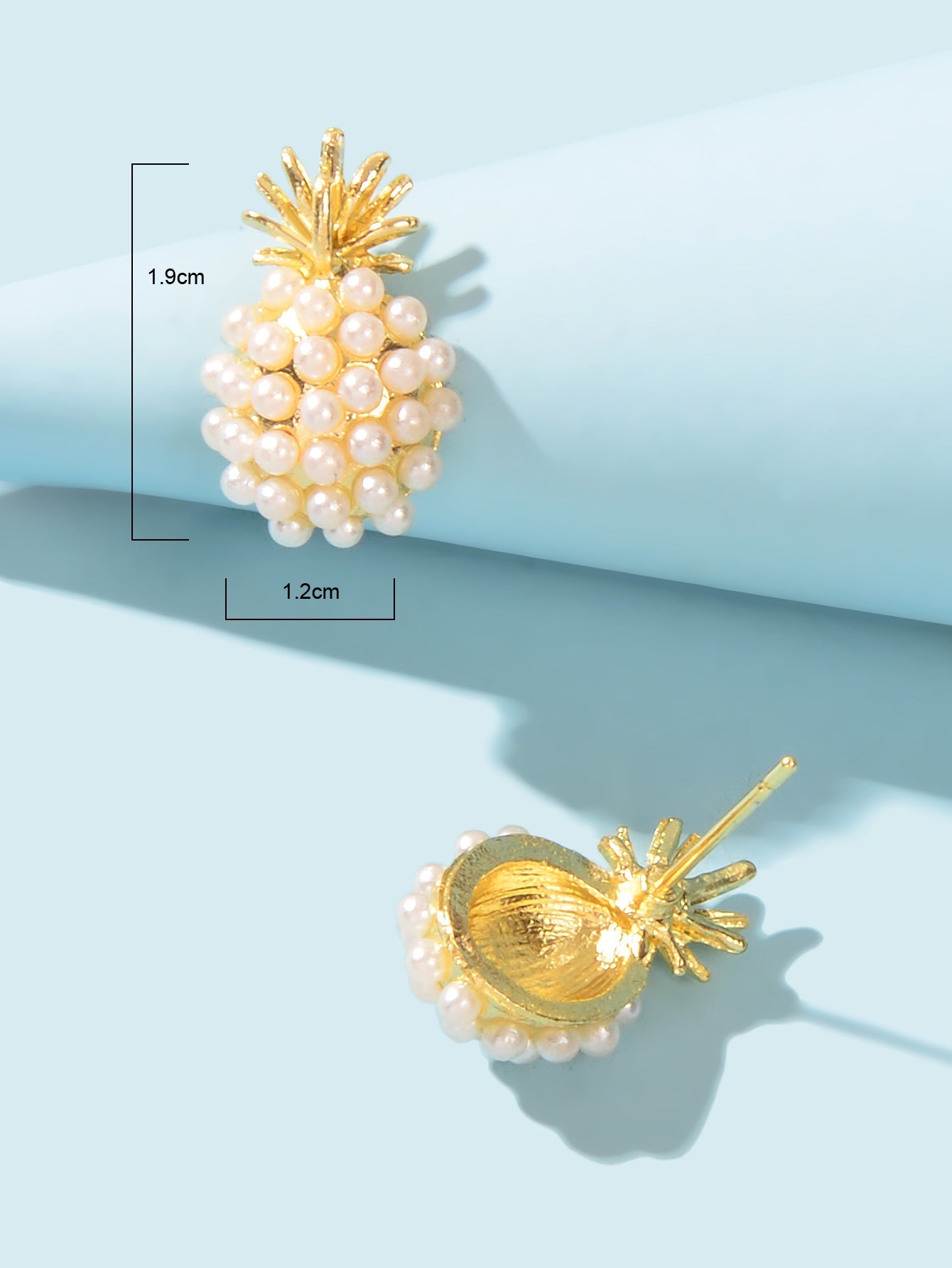 Fruit Jewelry Inspiring Imitation Pearl Decoration Gold Stud Pineapple Earrings-3