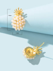 Fruit Jewelry Inspiring Imitation Pearl Decoration Gold Stud Pineapple Earrings-3 width=100 