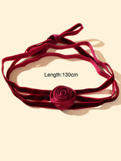 Retro Evening Party Accessories Adjustable Winered Velvet Rose Choker Necklace-3 width=100 