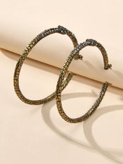 Punk Vintage Rhinestone Antique Gold Snake Big Hoop Earrings Hip Hop Jewellery-3 width=100 