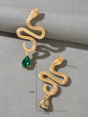 Snake Drop Earrings Dangle Big Green Rhinestone Emerald Charm Stud Punk Jewelry-3 width=100 