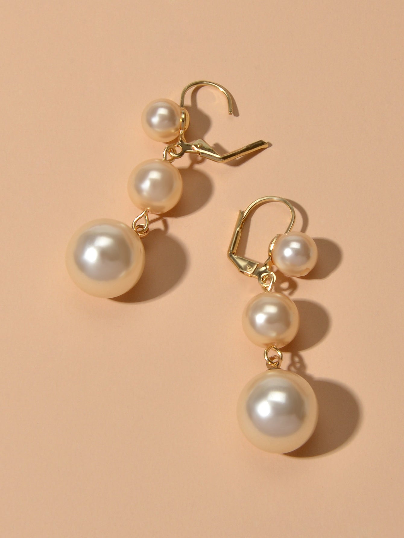 Faux Pearl Long Dangle Hoop Textured Earrings Wedding Party Retro Jewellery Gift-3