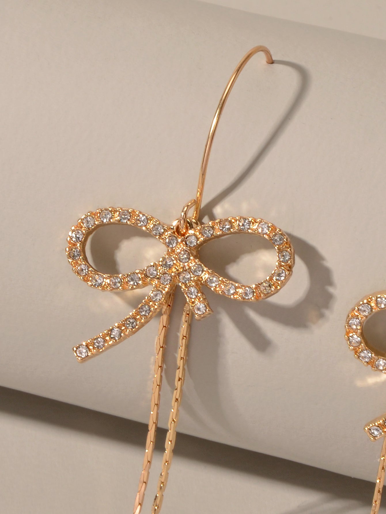 Trendy Female Jewellery Rhinestone Long Chain Bowknot Pendant Earrings for Women-3