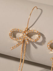 Trendy Female Jewellery Rhinestone Long Chain Bowknot Pendant Earrings for Women-3 width=100 