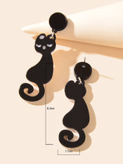 Lovely Asymmetrical White Black Acrylic Lovers Cat Creative Earrings Animal Stud-3 width=100 