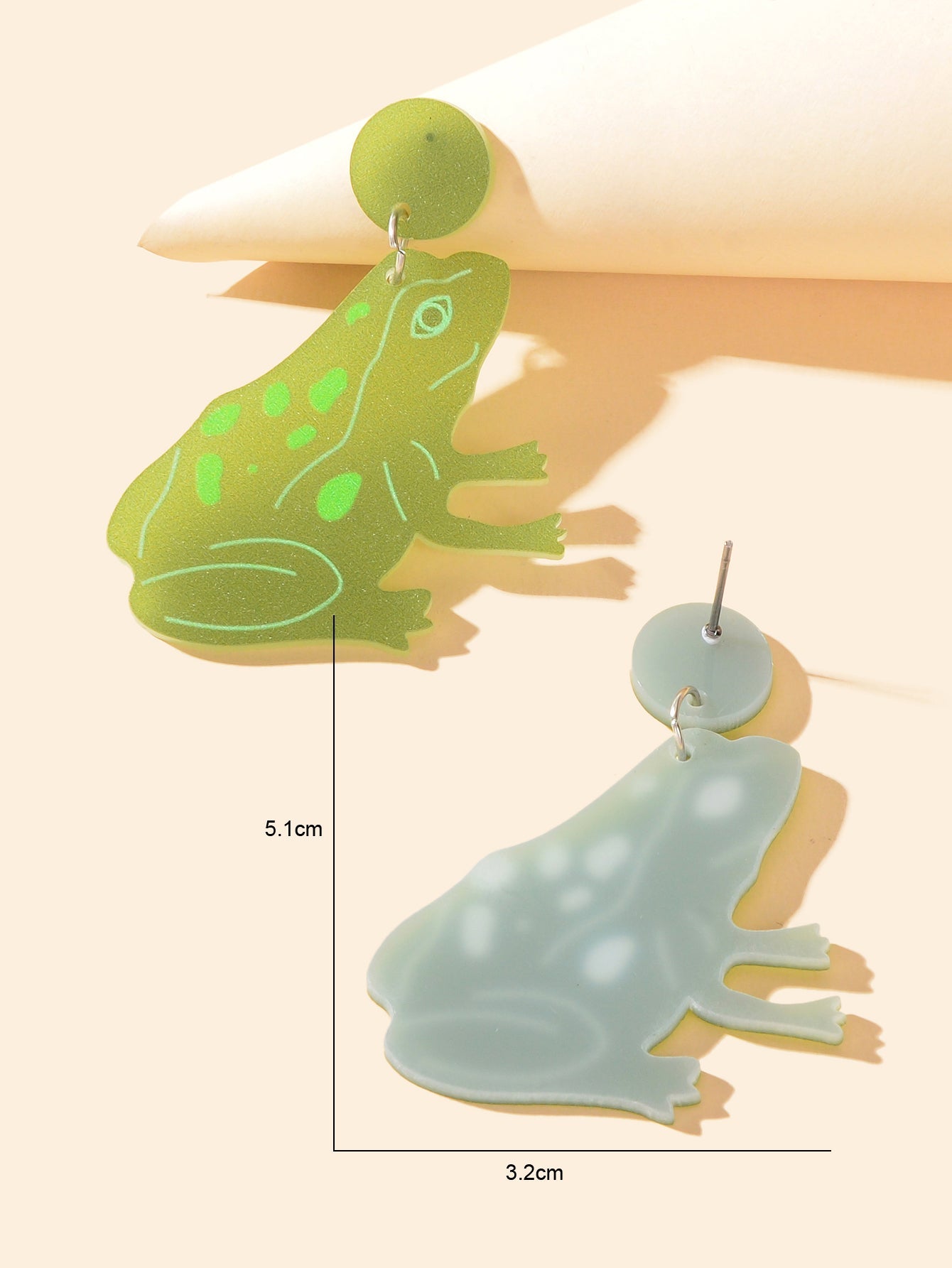 Y2k Style Green Acrylic Cute Frog Dangle Earrings Girls Personality Accessories-3