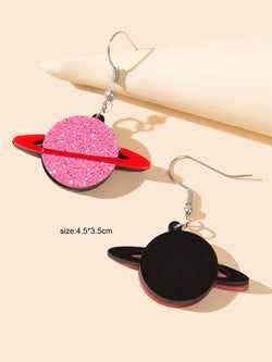 Party Decoration Women Red Resin Acrylic Planet Dangle Earrings Ear Jewellery-3 width=100 