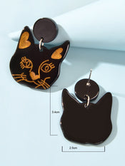 Party Jewellery Gift Black Beige Acrylic Dangle Cute Animal Cartoon Cat Earrings-3 width=100 