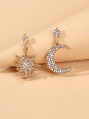 Asymmetric Luxurious Full Rhinestone Star Moon Dangle Earrings Party Jewellery-3 width=100 