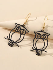 Punk Designer Jewellery Gothic Black Hollow out Owl Dangle Minimalist Earrings-3 width=100 