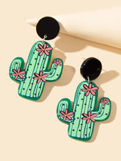 Bohemian Jewelry Cute Green Resin Cactus Dangle Earrings for Women Holiday Party-3 width=100 