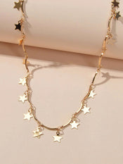 Jewellery set Fashion Gold Stars Charm Statement Necklace Triangle Stud Earrings-3 width=100 
