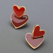 Personality Red Enamel Heart Stud Earrings Women Girls Ear Jacket Dainty Gifts-3 width=100 