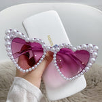 Big Frame Heart-shaped Pearl Sunglasses