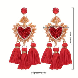 "Orpheus" Flaming Heart Tassle Earrings width=100 