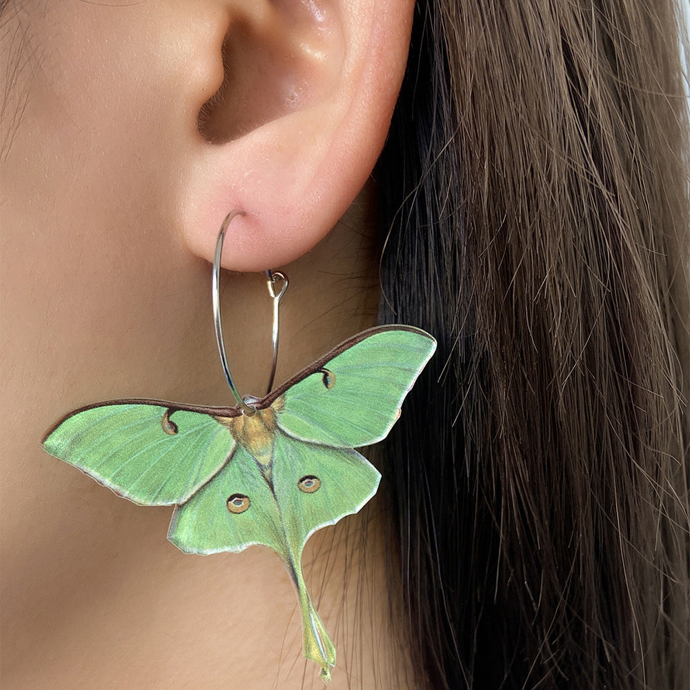 "Susie" Green Moth Earrings