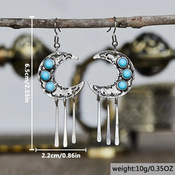 "Elowen" Three Beads Moon Earrings width=100 