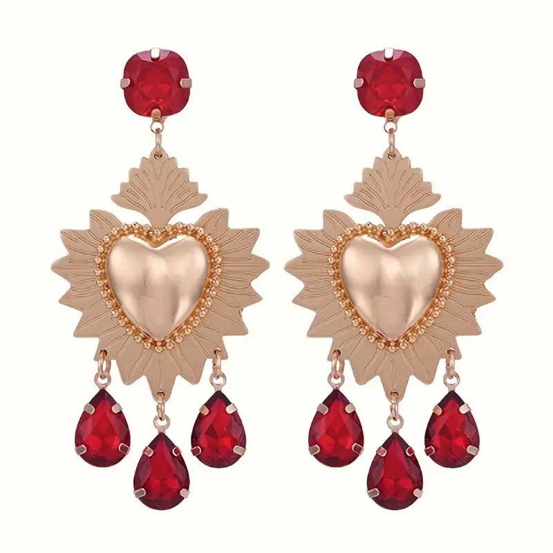 "Jaqueline" Flaming Heart with Red Rhinestones