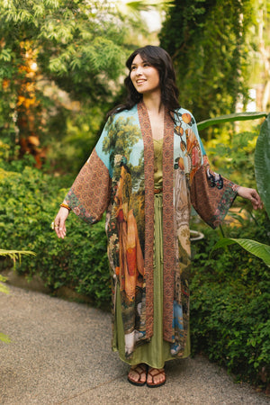 "Secret Garden" Kimono with Swan