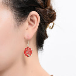Spiderweb and Bee Earrings width=100 