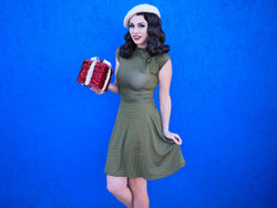 Olive Dot Bombshell Dress-3 width=100 
