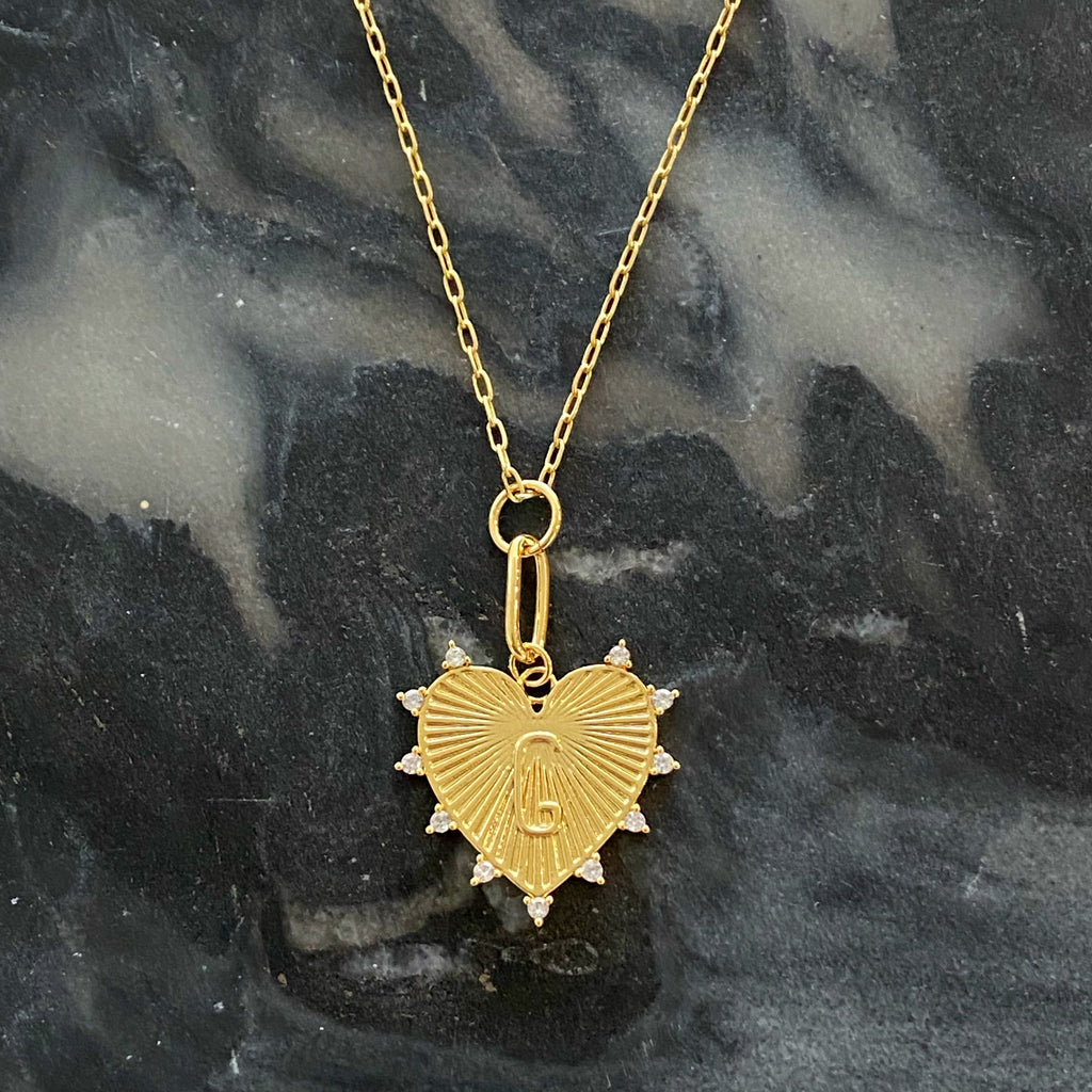 Clip Hanging Initial Heart Necklace-10