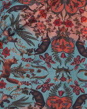 "Fable Folksy Fox" Teal Scarf with Tassels width=100 